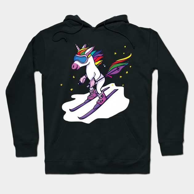 Unicorn Skiing Hoodie by arlenawyron42770